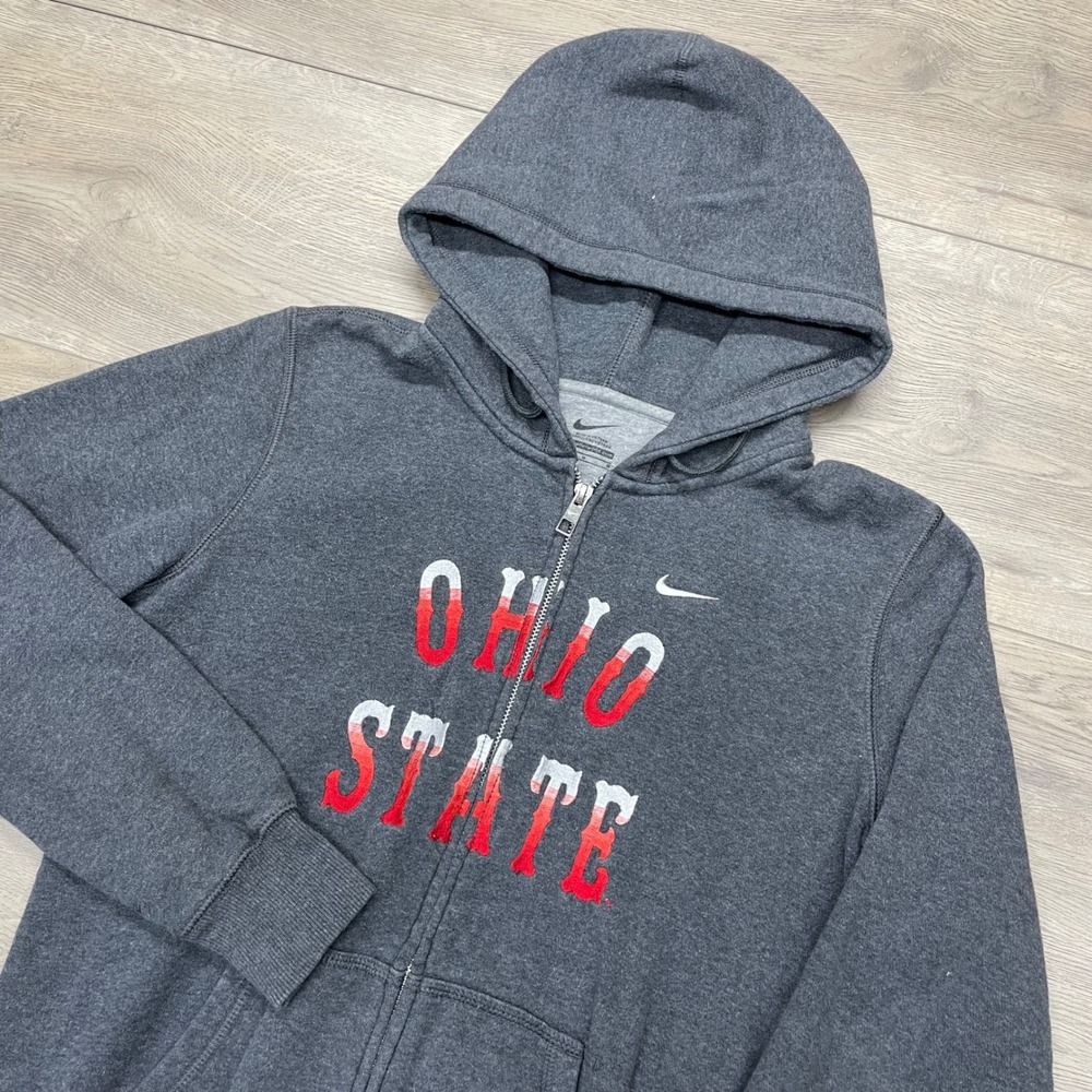 Nike Ohio State Hoodie Women Medium Gray Zip Up NCAA Buckeyes Sweatshirt
